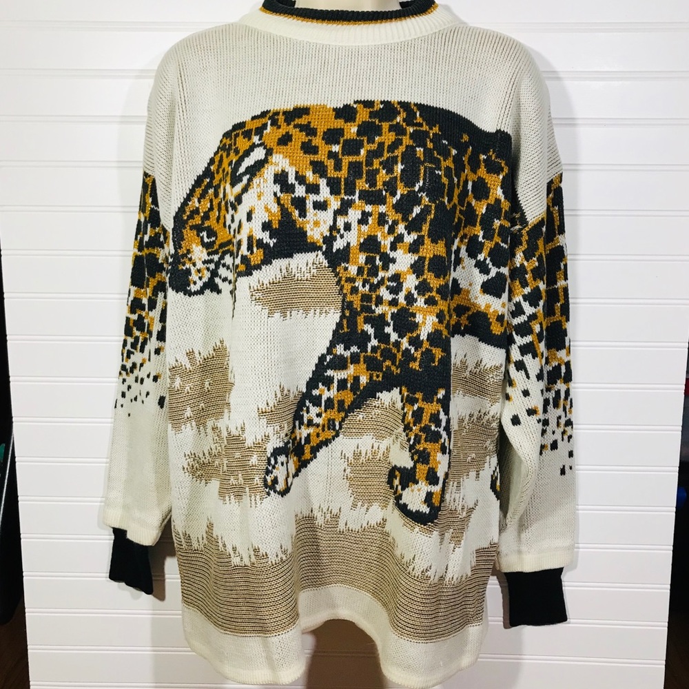 Vintage Renaissance Leopard Oversized Sweater EUC
